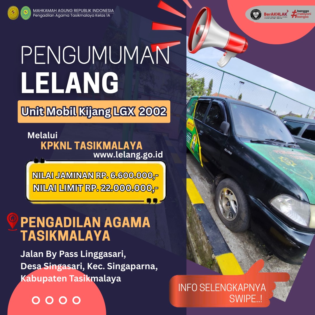 Lelang Kendaraan Bermotor Roda 4 PA Tasikmalaya